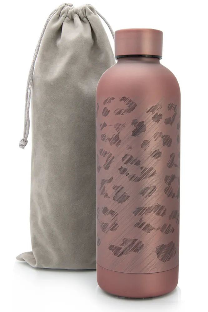 T&N Edelstahl Trinkflasche 500ml mit Leo Muster Roségold - TRENDY AND NEW