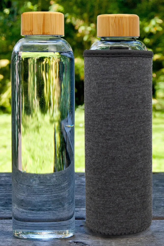 Glastrinkflaschen 1000ml 750ml 500ml mit Bambus Holzdeckel FSC zertifiziert - TRENDY AND NEW