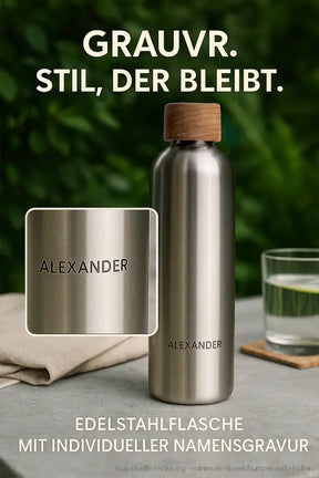 T&N Edelstahl Trinkflaschen - Wood Edition