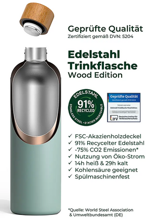 T&N Edelstahl Trinkflaschen - Wood Edition