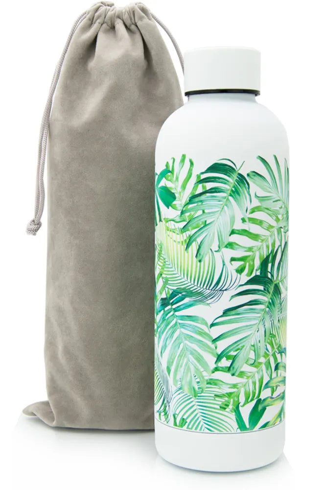 T&N Edelstahl Trinkflasche Tropical Leaves Edition mit Palmblatt Muster - TRENDY AND NEW