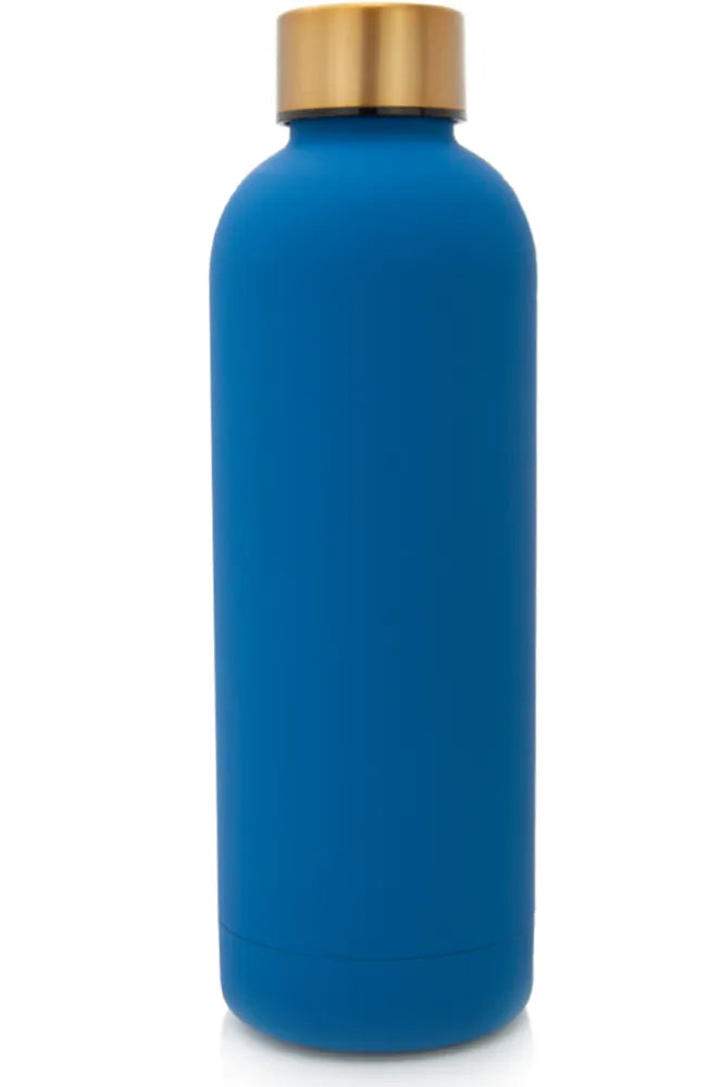 T&N Edelstahl Trinkflasche blau mit gold Deckel - TRENDY AND NEW