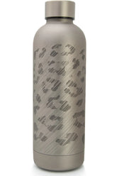 T&N Edelstahl Trinkflasche mit Leo Muster in Silber - TRENDY AND NEW