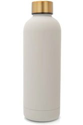 T&N Edelstahl Trinkflasche schlamm grau, taupe mit gold Deckel - TRENDY AND NEW