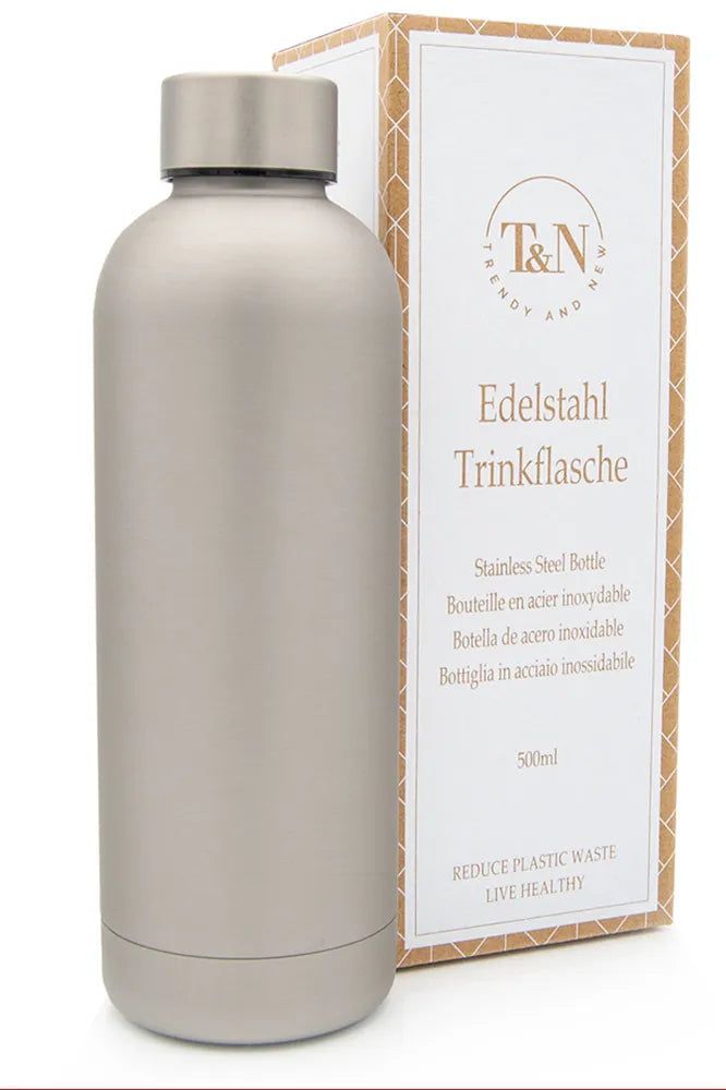 T&N Edelstahl Trinkflasche 500ml in silber - TRENDY AND NEW