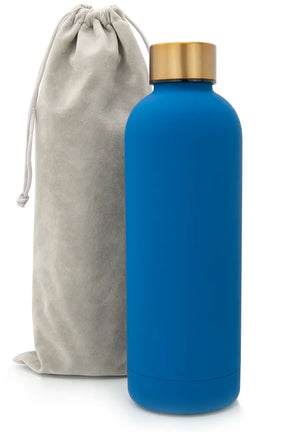 Trinkflasche blau mit gold Deckel - TRENDY AND NEW