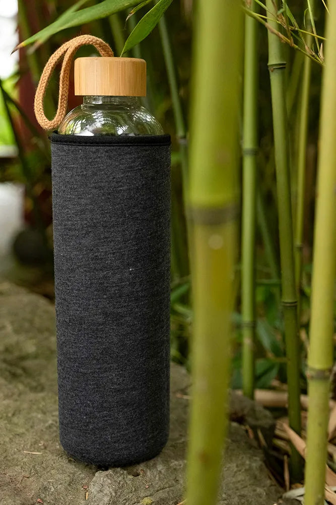 Glasflasche aus extra dickem Borosilikatglas und Bambus Holzdeckel für Kohlensäure geeignet - TRENDY AND NEW