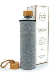 Glastrinkflasche 1l mit Bambus Holzdeckel als Geschenk geeignet - TRENDY AND NEW