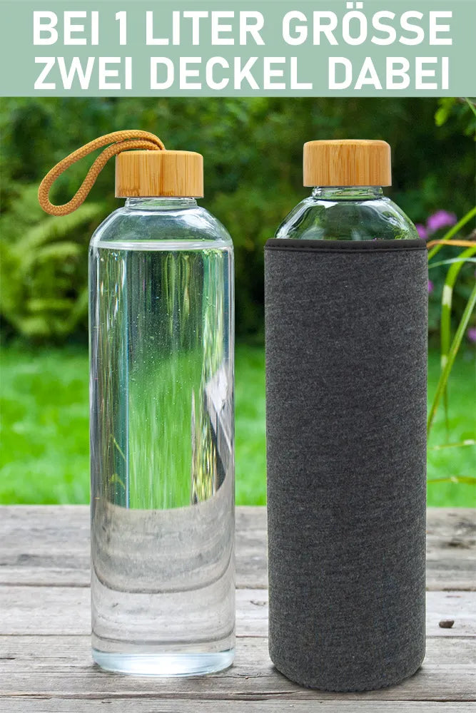 T&N Trinkflasche aus Glas hergestellt aus extra dickem Borosilikatglas - TRENDY AND NEW