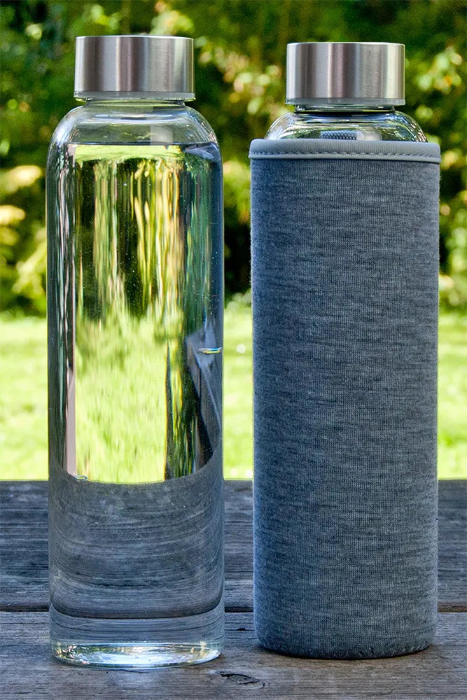 Nachhaltige Glasflasche 500ml 750ml 1 Liter mit Schutzhülle - TRENDY AND NEW