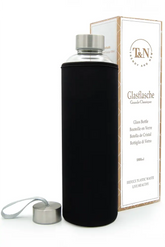 Robuste Glastrinkflasche aus extra dickem Borosilikatglas 1 Liter - TRENDY AND NEW