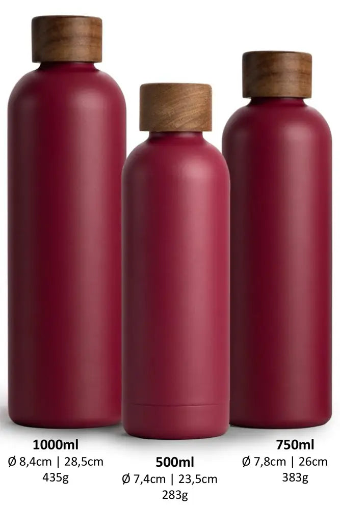 Stahlflaschen rot in verschieden Größen 1000ml, 750ml, 500ml