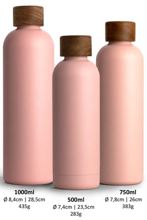 Pink Trinkflaschen aus Edelstahl in drei verschrienden Größen